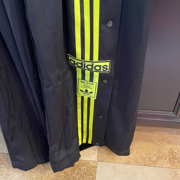 Adidas Black and Neon Green Track Pants with Signature Stripes - Picture 5 of 7